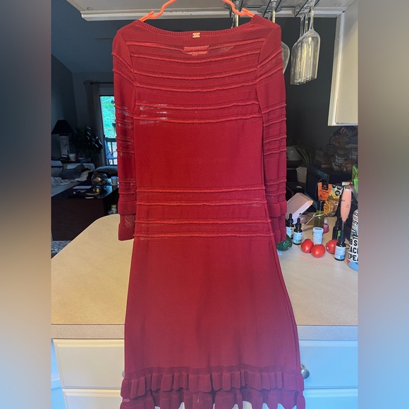 NWT FOR LOVE AND LEMONS KNITZ RED LONG SLEEVED DRESS - Picture 2 of 9